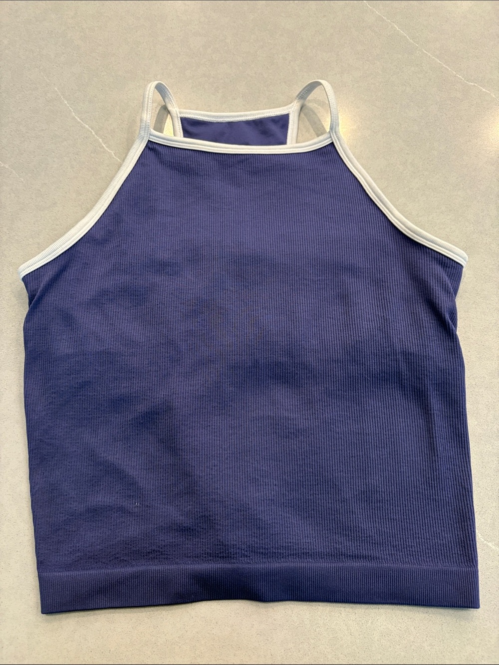 DSG Navy Ribbed Tank with Cream Contrast Trim